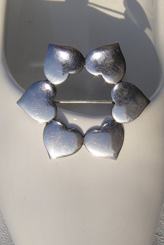 Heart silver brooch # 100 Hans Hansen, Sold