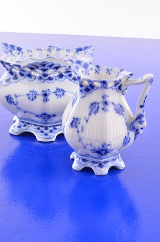 Royal Copenhagen  Blue fluted full lace Cream jug and Sugar bowl